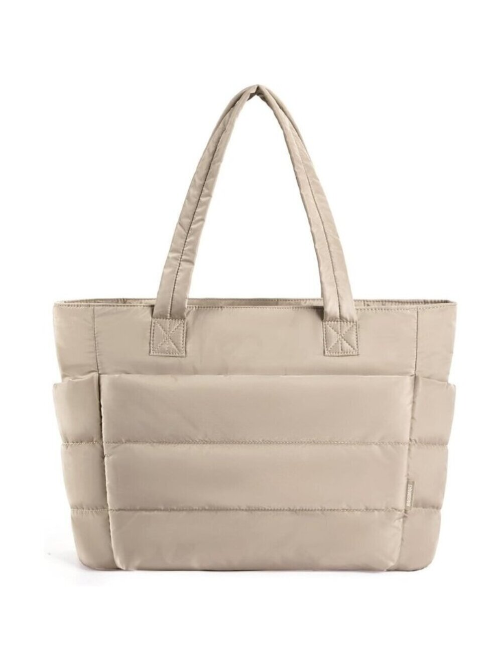 Women Grayish Brown Lightweight Puffy Tote Bag for Travel Gym With Multi-pocket